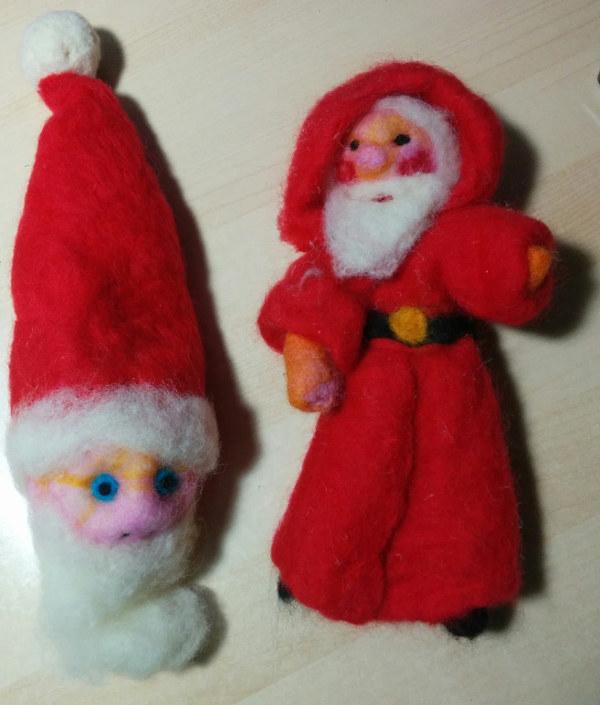 Images of needle-felted Santas